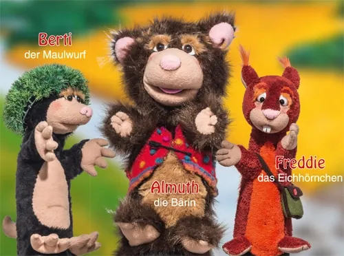 Berti der Maulwurf, Bärin Almuth und Freddie das Eichhörnchen