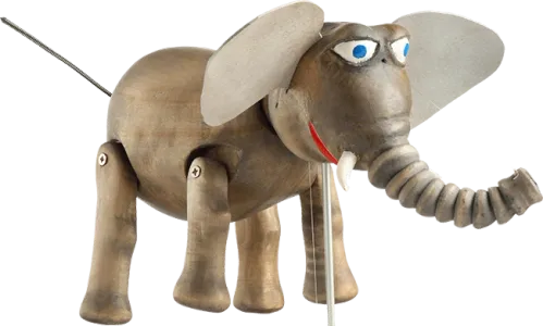 Holzfigur Elefant mit beweglichem Rüssel